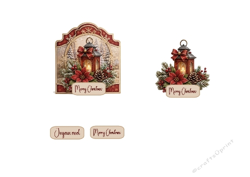 3D Christmas Lantern Card – Festive Poinsettia & Candle Scene