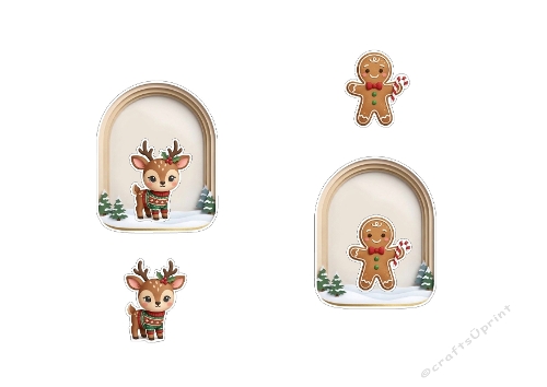 3D Christmas Card – Cute Reindeer & Gingerbread Winter Scene