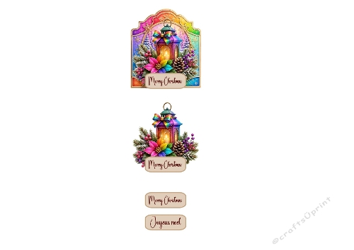 3D Christmas Card – Rainbow Lantern & Festive Floral Scene