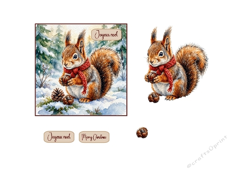 3D Christmas Card – Festive Squirrel & Snowy Forest Scene