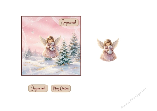 3D Christmas Card – Cute Angel & Snowy Winter Scene