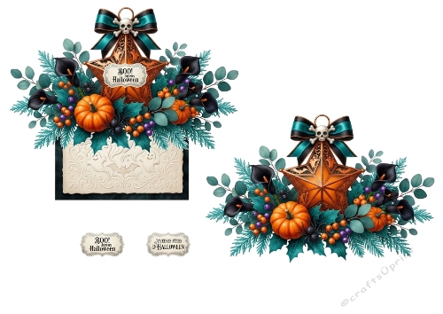 3D Halloween Card – Star Lantern & Elegant Autumn Floral 