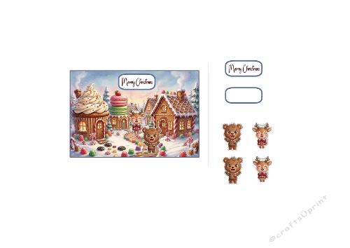 3D Christmas Card – Gingerbread Village with Bear & Reindeer Characters
