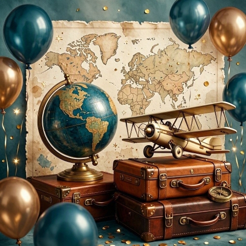 Luxury Travel Adventure Birthday Background
