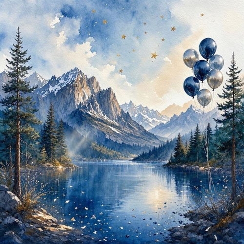 Majestic Mountain Adventure Birthday Background