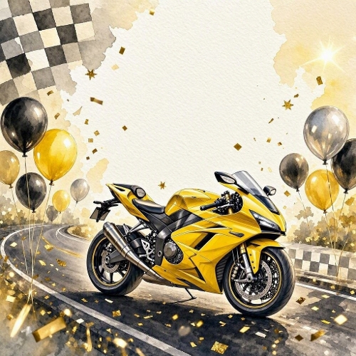 Spectacular Sports‑Motorcycle Birthday Background 
