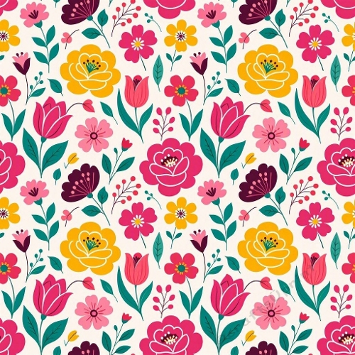 Colorful Floral Seamless Pattern Vector Design