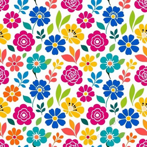 Colorful Floral Seamless Pattern Vector Artwork