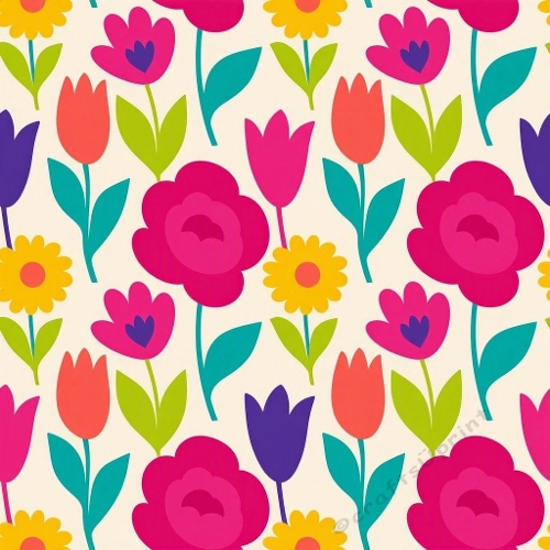 Floral Seamless Pattern With Bold Flowers Tulips