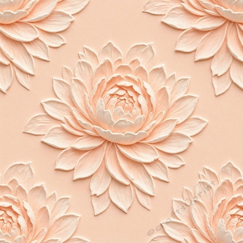 Peach Relief Flower Seamless Pattern 3D Texture