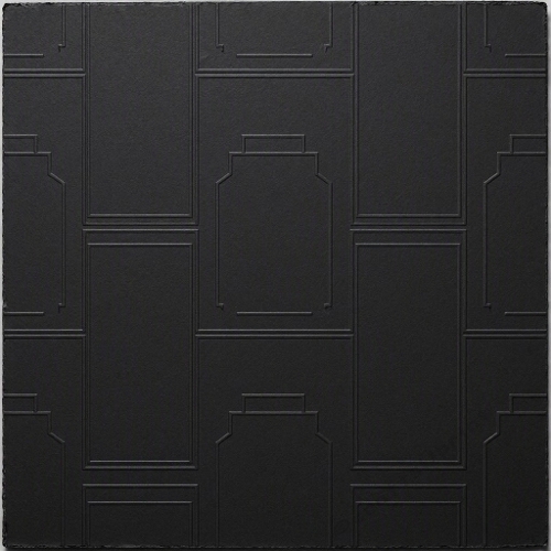 Black Embossed Panel Seamless Wallpaper
