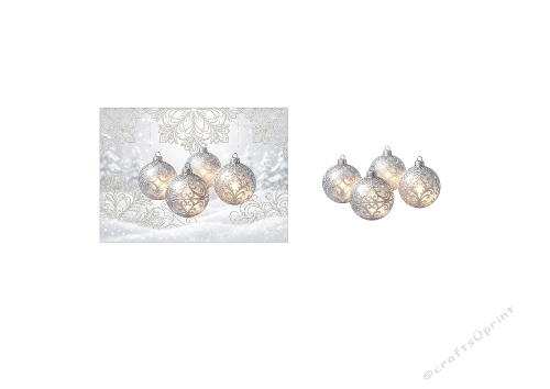 3D Christmas Card – Silver Ornaments with Elegant Winter Background (JPEG)