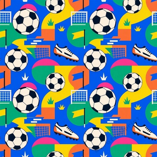 Soccer Sports Pattern Seamless Colorful