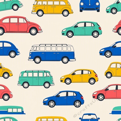 Retro Cars Pattern Seamless Vintage Transit
