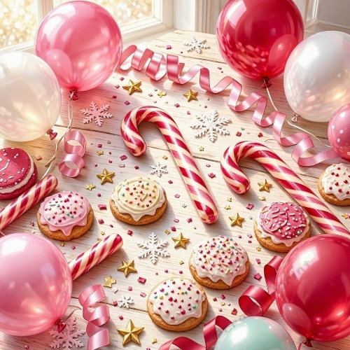 Christmas Candy Cane Cookies Balloons Decor