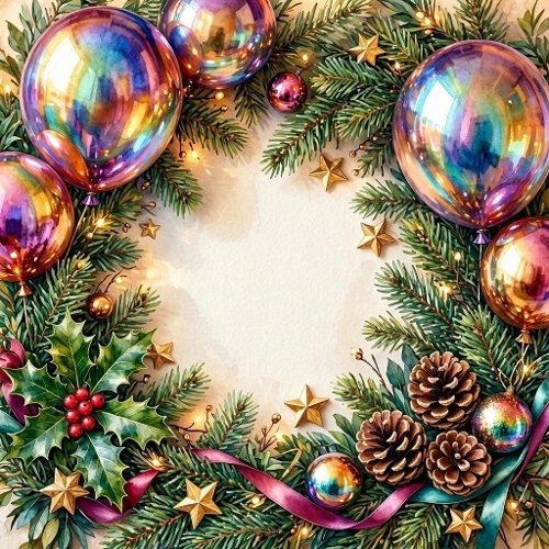 Christmas Wreath with Ornaments – Festive holiday greenery and decorations