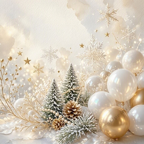 Elegant Winter Holiday Arrangement – Gold and white festive decor