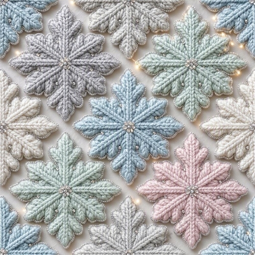 Watercolor Crochet Snowflakes – Pastel Winter Aquarelle (1024×1024 JPEG)
