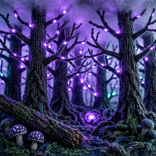 Wool Enchanted Forest – Knitted Trees & Glowing Winter Lights