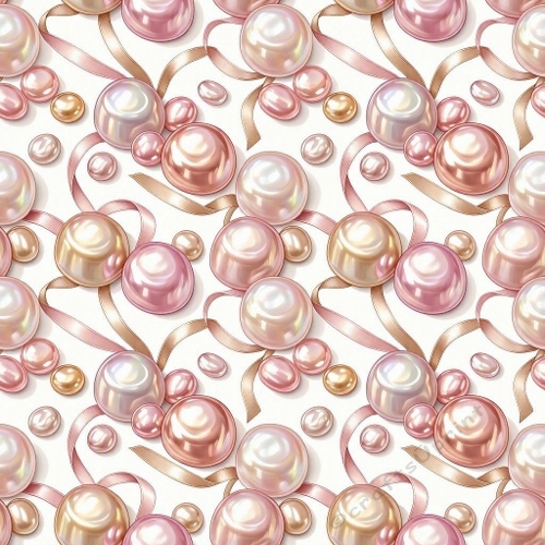 Pearl & Satin Ribbon Pattern – Luxury Pastel Aquarelle (1024×1024 JPEG)