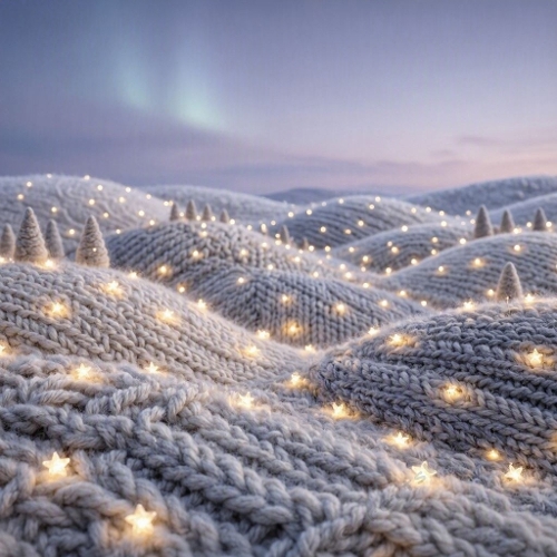 Wool Star Meadow – Glowing Star‑Lights & Knitted Winter Hills