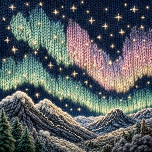 Wool Star Meadow – Glowing Star‑Lights & Knitted Winter Hills