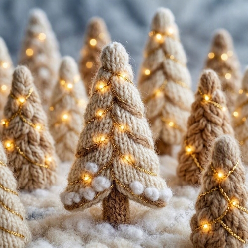 Wool Golden Forest – Shimmering Thread Lights & Peaceful Winter Glow