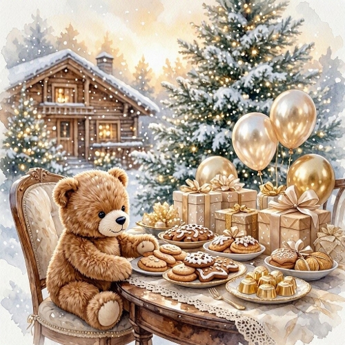 Christmas Teddy Bear Feast Craft Paper