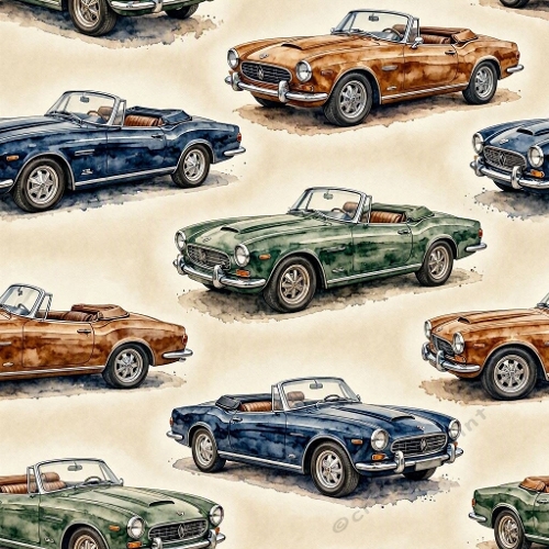 Vintage Classic Sports Car Seamless Craft Paper
