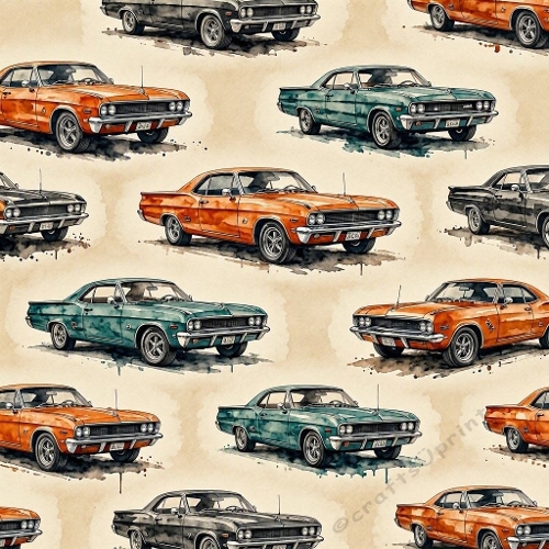 Classic Muscle Car Seamless Craft Paper