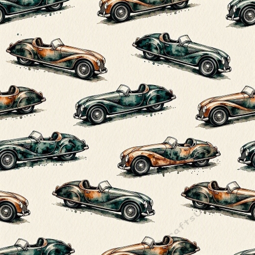 Retro Aerodynamic Sedan Seamless Craft Paper