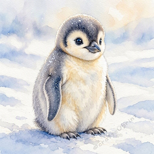 Cute Baby Penguin Winter Paper
