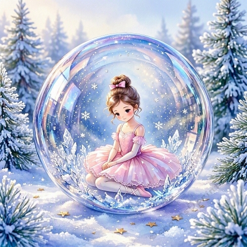 Winter Ballerina Snow Globe – Enchanted Aquarelle Scene (JPEG)