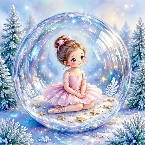 Christmas  Mini Card – Ballerina Snow Globe (JPEG)