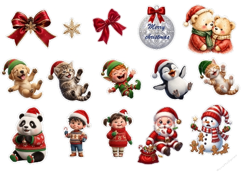 Cute Festive Animals Christmas Sticker Kit