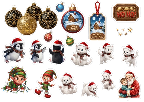 Cute Christmas Characters Craft Sticker Kit