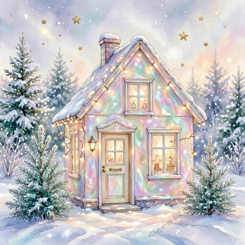 Winter Cottage Iridescent Craft Kit