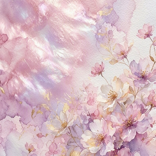 Pink Floral Iridescent Background Paper
