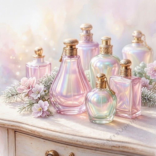 Vintage Perfume Bottles Floral Paper