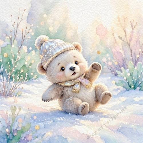 Cute Winter Teddy Bear Craft Paper
