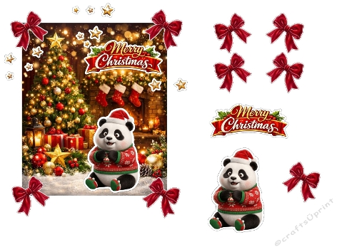 Christmas Panda Bear 3D Card Kit