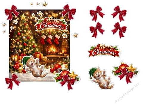 Christmas Kitten 3D Decoupage Card Kit
