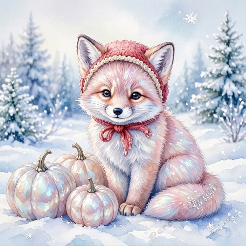 Winter Baby Fox Pumpkin Craft Paper