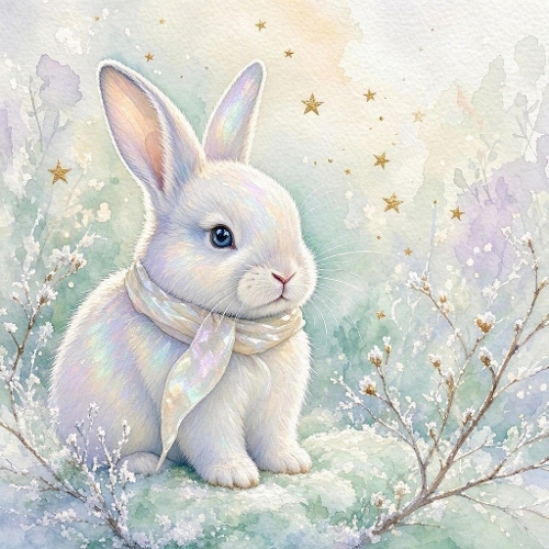 Iridescent Winter Bunny Craft Paper