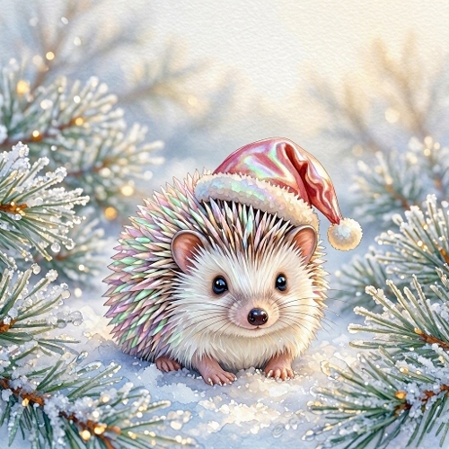 Iridescent Christmas Hedgehog Craft Paper