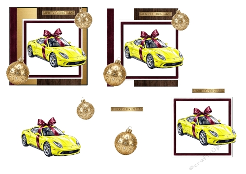 Men Sports Car Christmas 3D Decoupage Kit