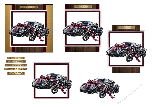 Men Sports Car & Motorbike 3D Decoupage Kit