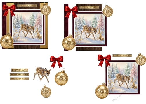 Winter Fawn Deer 3D Decoupage Kit