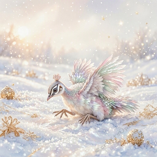 Baby Peacock Winter Wonderland Craft Paper