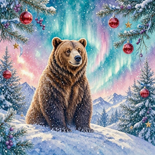 Winter Bear Northern Lights Craft Paper